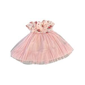 Cath Kidston Kids' Pink Floral Print Tutu Net Layered Dress Size 12-18M